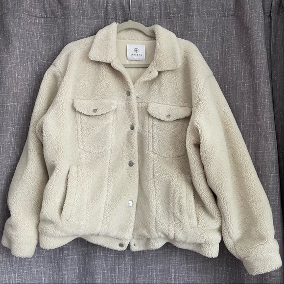 Anine Bing Rory Faux Sherpa Jacket Medium - Picture 12 of 14